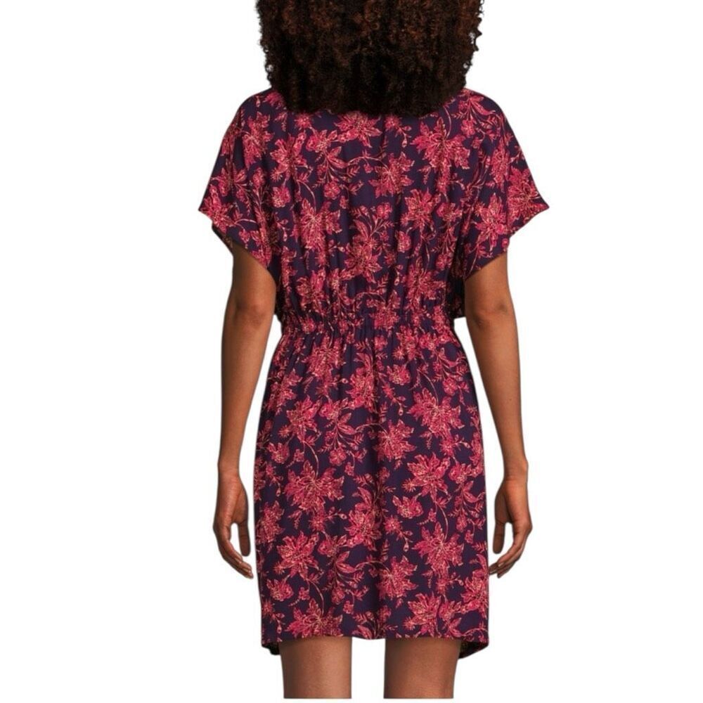 Lands' End Purple Floral Drawstring Swim Coverup - Picture 4 of 9